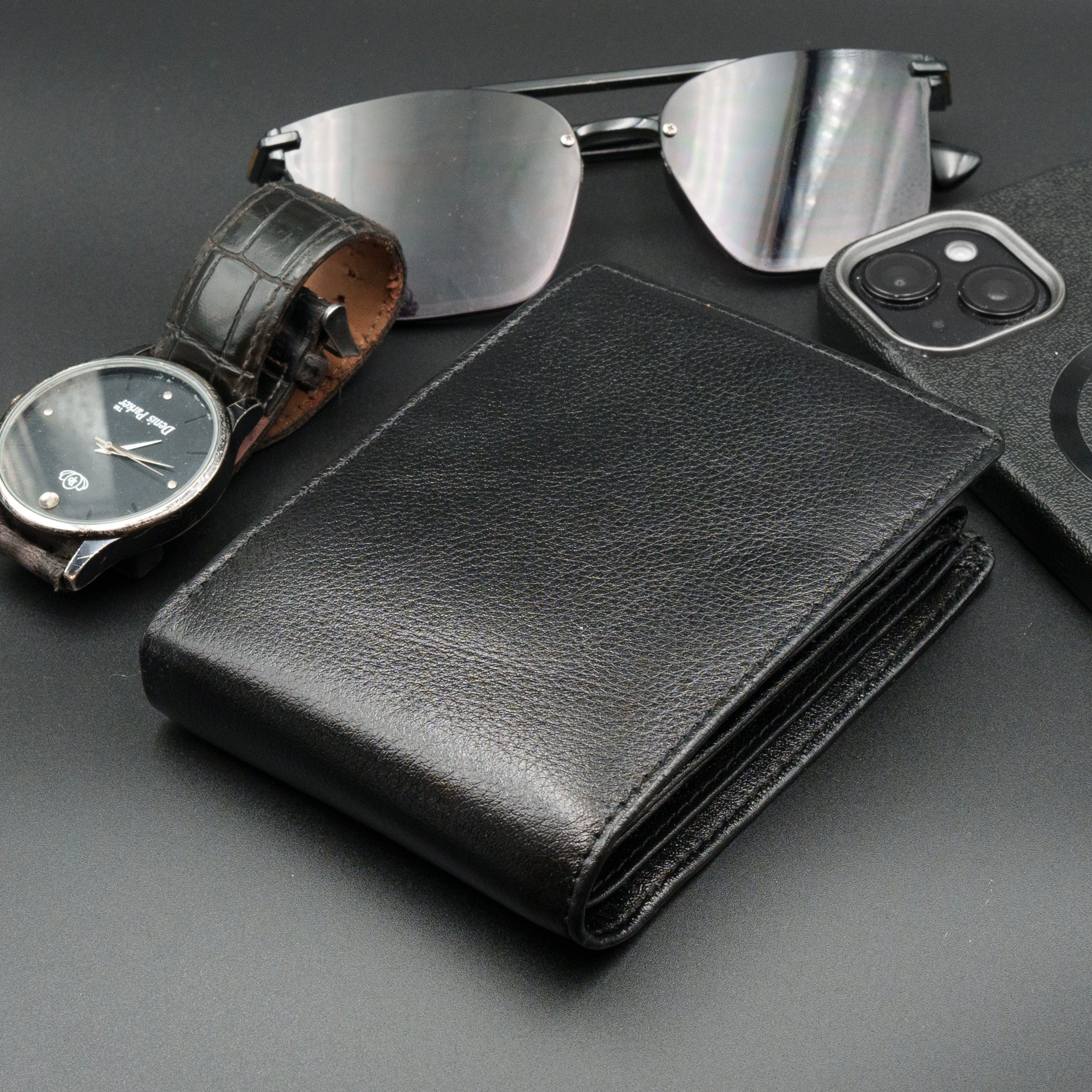 Leather Wallet for Men - Black-02