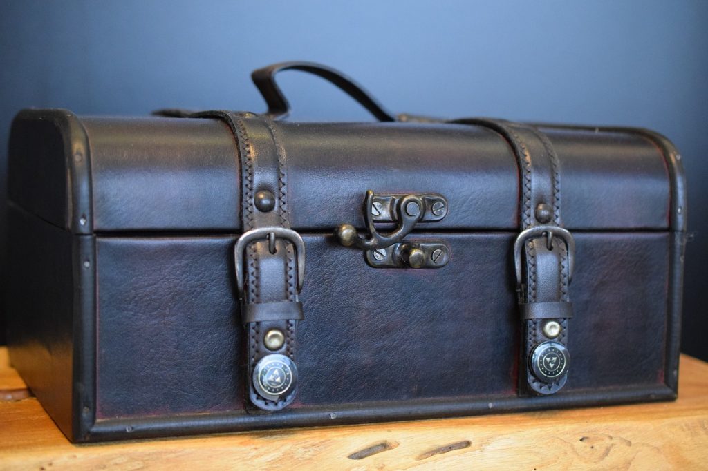 luggage, leather, leather suitcase